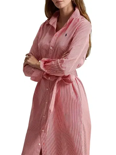 Polo Ralph Lauren Women's Striped Woven Cotton Shirtdress - Red White - Size 8 | Thumbnail 5 Polo Ralph Lauren Women's Striped Woven Cotton Shirtdress - Red White - Size 8 | Thumbnail 5