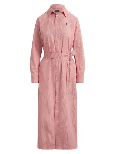 Polo Ralph Lauren Women's Striped Woven Cotton Shirtdress - Red White - Size 8 | Thumbnail 1 Polo Ralph Lauren Women's Striped Woven Cotton Shirtdress - Red White - Size 8 | Thumbnail 1