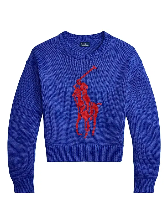 Polo Ralph Lauren Women's Logo-Knit Cotton Sweater - Bright Royal