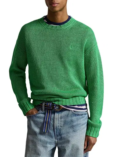 Polo Ralph Lauren Men's Linen Crewneck Sweater - Stem | Thumbnail 3 Polo Ralph Lauren Men's Linen Crewneck Sweater - Stem | Thumbnail 3