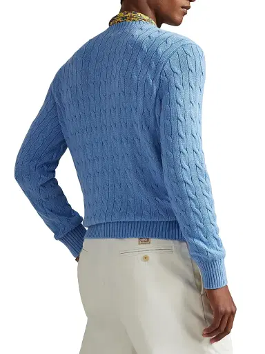 Polo Ralph Lauren Men's Cotton Cable-Knit Crewneck Sweater - Sky Blue - Size XXL | Thumbnail 4