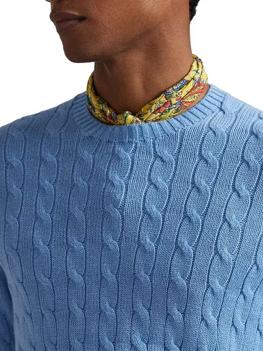 Polo Ralph Lauren Men's Cotton Cable-Knit Crewneck Sweater - Sky Blue - Size XXL | Thumbnail 5