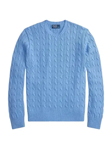 Polo Ralph Lauren Men's Cotton Cable-Knit Crewneck Sweater - Sky Blue - Size XXL | Thumbnail 1