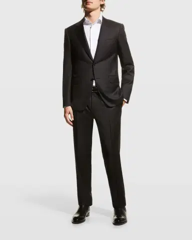 Canali Men 's Solid Wool Two-Piece Suit | Thumbnail 2 Canali Men 's Solid Wool Two-Piece Suit | Thumbnail 2