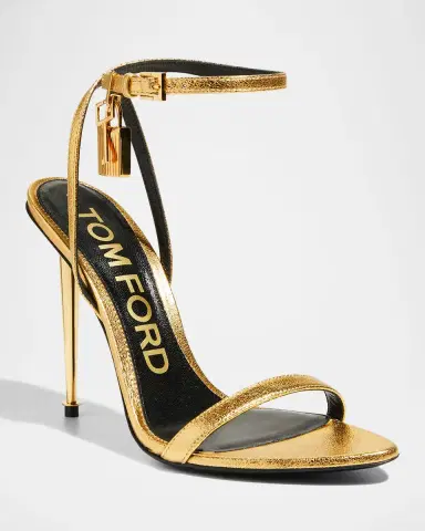 Tom Ford Lock Metallic Stiletto Sandals | Thumbnail 3 Tom Ford Lock Metallic Stiletto Sandals | Thumbnail 3