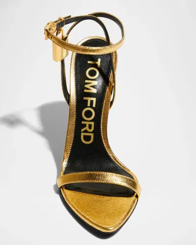 Tom Ford Lock Metallic Stiletto Sandals | Thumbnail 5 Tom Ford Lock Metallic Stiletto Sandals | Thumbnail 5