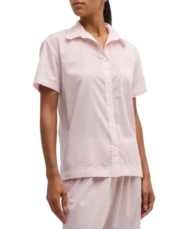 Pour Les Femmes Cotton Lawn Short-Sleeve Crop Pajama Set