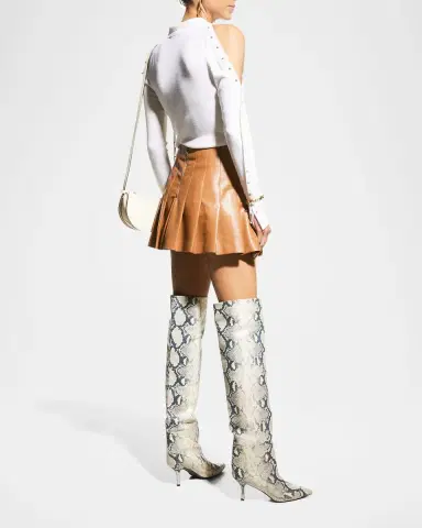 ALICE + OLIVIA Carter Vegan Leather Pleated Mini Skirt | Thumbnail 2