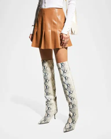 ALICE + OLIVIA Carter Vegan Leather Pleated Mini Skirt | Thumbnail 3