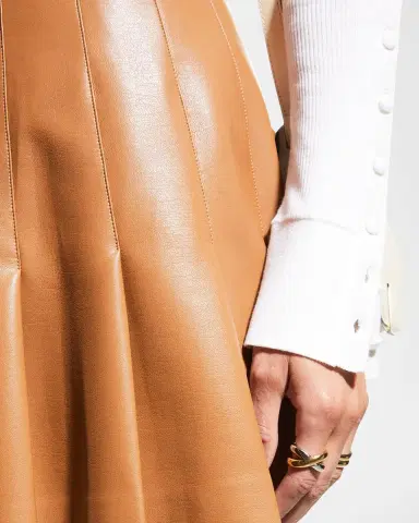 ALICE + OLIVIA Carter Vegan Leather Pleated Mini Skirt | Thumbnail 5