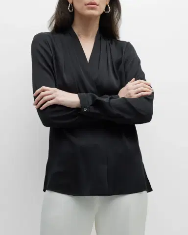 Kobi Halperin Nellie Pleated V-Neck Long-Sleeve Blouse | Thumbnail 6 Kobi Halperin Nellie Pleated V-Neck Long-Sleeve Blouse | Thumbnail 6