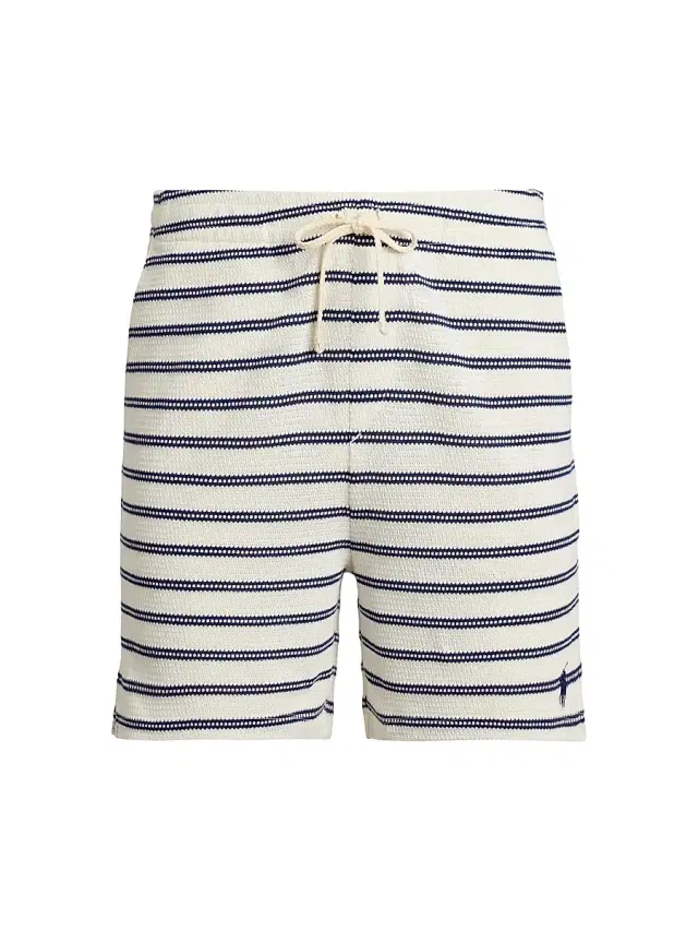 Polo Ralph Lauren Men's Textured Striped Knit Shorts - Pale Cream Newport Navy