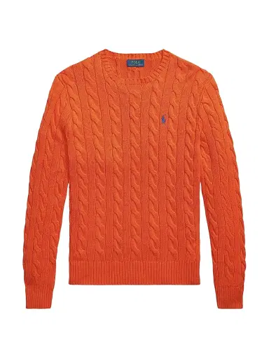 Polo Ralph Lauren Men's Cable-Knit Roving Cotton Sweater - Sailing Orange - Size XXL | Thumbnail 1 Polo Ralph Lauren Men's Cable-Knit Roving Cotton Sweater - Sailing Orange - Size XXL | Thumbnail 1