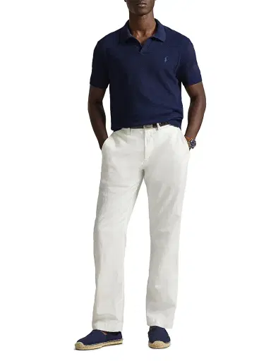 Polo Ralph Lauren Men's Cotton-Linen Knit Polo Shirt - Bright Navy Deck Wash White - Size Small | Thumbnail 2 Polo Ralph Lauren Men's Cotton-Linen Knit Polo Shirt - Bright Navy Deck Wash White - Size Small | Thumbnail 2
