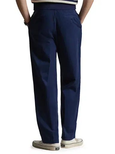 Polo Ralph Lauren Men's Rustic Tab-Waist Pleated-Front Cotton Twill Pants - Dark Cobalt | Thumbnail 4