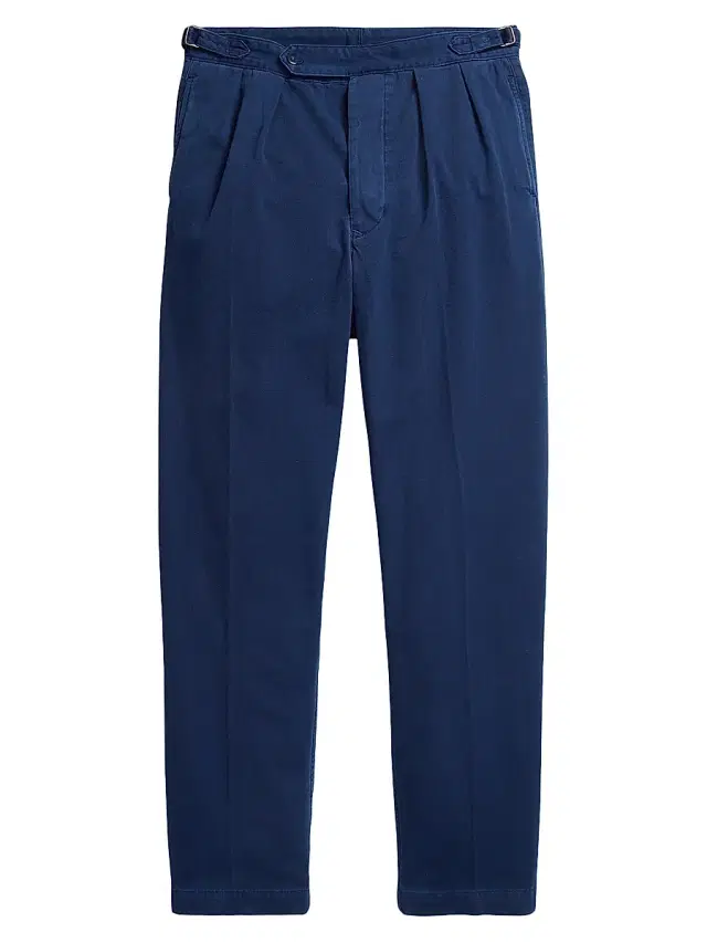 Polo Ralph Lauren Men's Rustic Tab-Waist Pleated-Front Cotton Twill Pants - Dark Cobalt