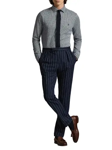 Polo Ralph Lauren Men's Checked Cotton Logo Sport Shirt - Glen Plaid Newport Navy White | Thumbnail 2