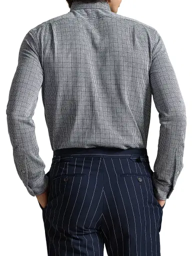 Polo Ralph Lauren Men's Checked Cotton Logo Sport Shirt - Glen Plaid Newport Navy White | Thumbnail 4
