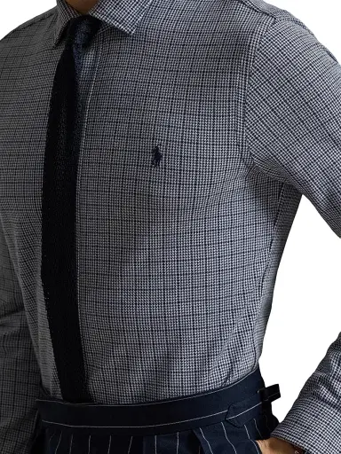Polo Ralph Lauren Men's Checked Cotton Logo Sport Shirt - Glen Plaid Newport Navy White | Thumbnail 5