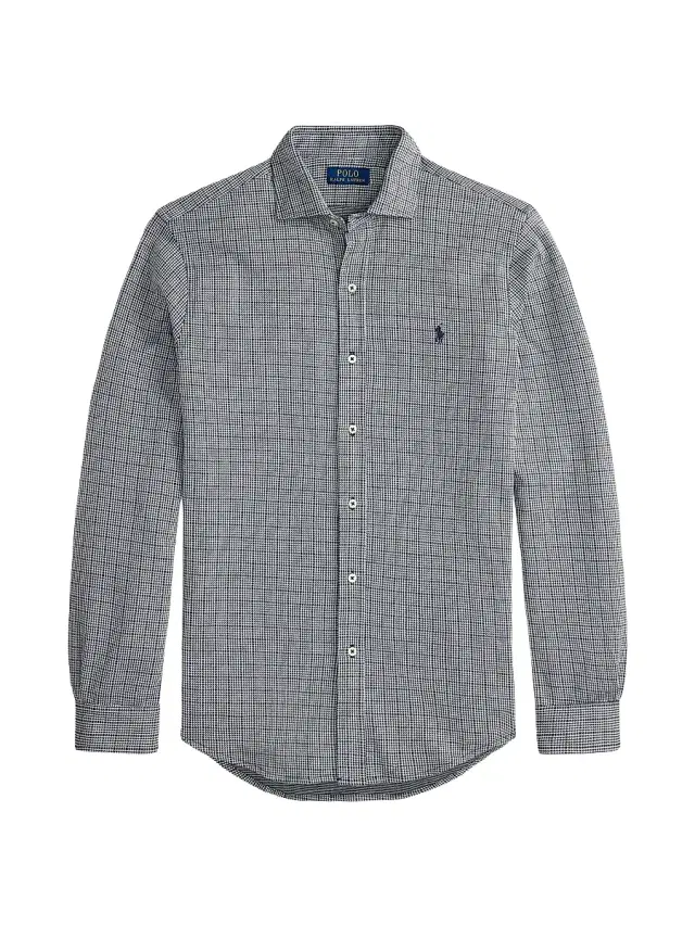 Polo Ralph Lauren Men's Checked Cotton Logo Sport Shirt - Glen Plaid Newport Navy White