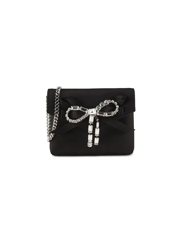 Jimmy Choo Women's Crystal-Bow Satin Card Case - Black Silver