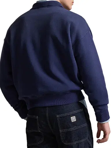 Polo Ralph Lauren Men's Embroidered-Logo Arctic Fleece Polo Sweatshirt - Dark Cobalt | Thumbnail 4 Polo Ralph Lauren Men's Embroidered-Logo Arctic Fleece Polo Sweatshirt - Dark Cobalt | Thumbnail 4