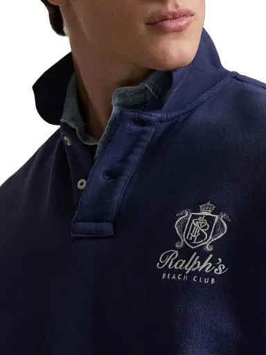 Polo Ralph Lauren Men's Embroidered-Logo Arctic Fleece Polo Sweatshirt - Dark Cobalt | Thumbnail 5 Polo Ralph Lauren Men's Embroidered-Logo Arctic Fleece Polo Sweatshirt - Dark Cobalt | Thumbnail 5