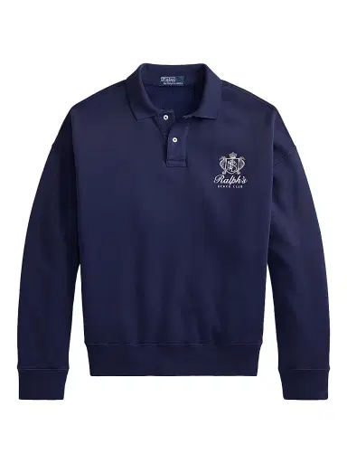Polo Ralph Lauren Men's Embroidered-Logo Arctic Fleece Polo Sweatshirt - Dark Cobalt | Thumbnail 1 Polo Ralph Lauren Men's Embroidered-Logo Arctic Fleece Polo Sweatshirt - Dark Cobalt | Thumbnail 1