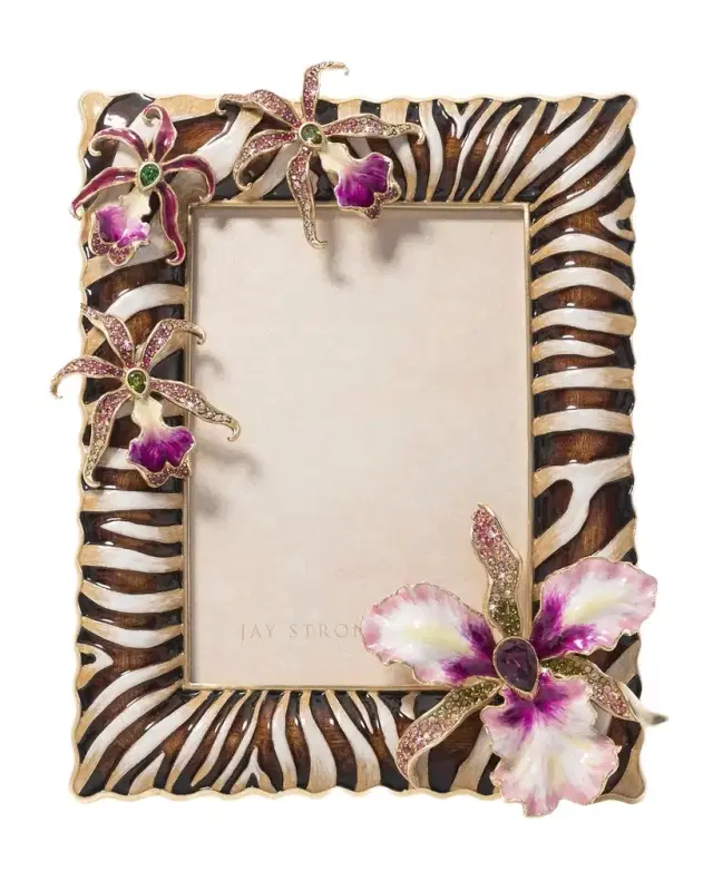 Jay Strongwater Zebra Orchid Frame, 5" x 7"