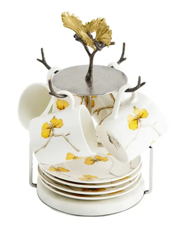Michael Aram Butterfly Ginkgo Demitasse Set with Stand
