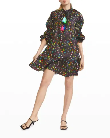 Cynthia Rowley Betty Floral-Print Tassel-Tie Dress | Thumbnail 3 Cynthia Rowley Betty Floral-Print Tassel-Tie Dress | Thumbnail 3