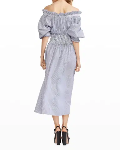 Cynthia Rowley June Striped Off-Shoulder Midi Dress | Thumbnail 4