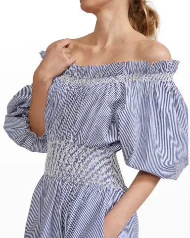Cynthia Rowley June Striped Off-Shoulder Midi Dress | Thumbnail 5