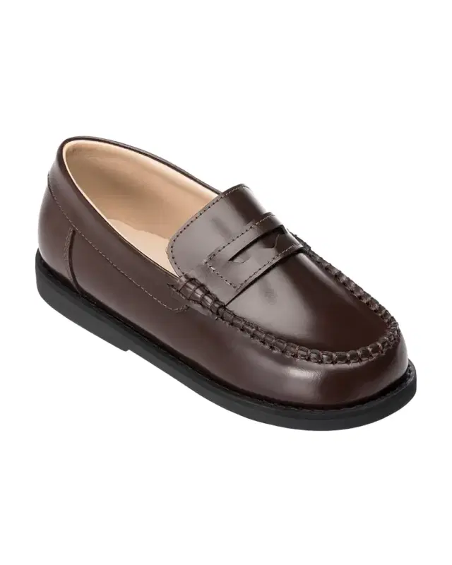 Elephantito Girl 's Scholar Smooth Leather Penny Loafers