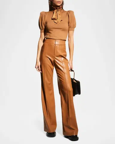 ALICE + OLIVIA Dylan High-Waist Faux-Leather Pants | Thumbnail 2