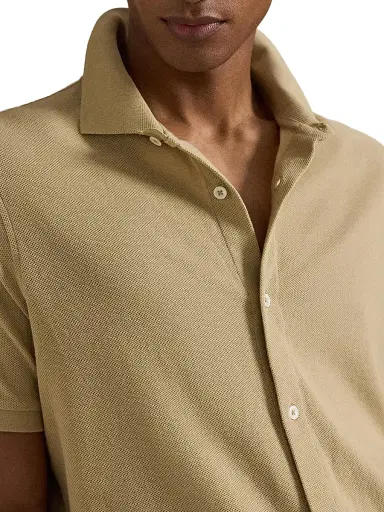 Polo Ralph Lauren Men's Honeycomb-Knit Cotton Polo Shirt - Coastal Beige - Size XL | Thumbnail 6