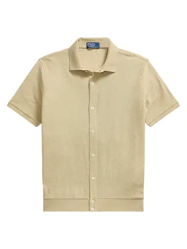Polo Ralph Lauren Men's Honeycomb-Knit Cotton Polo Shirt - Coastal Beige - Size XL | Thumbnail 1
