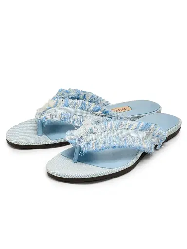 Jimmy Choo Women's Riviera Bay Frayed Flecked Canvas Sandals - Riviera Blue Mix | Thumbnail 2
