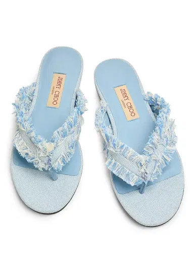 Jimmy Choo Women's Riviera Bay Frayed Flecked Canvas Sandals - Riviera Blue Mix | Thumbnail 4