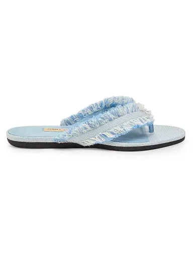 Jimmy Choo Women's Riviera Bay Frayed Flecked Canvas Sandals - Riviera Blue Mix | Thumbnail 1