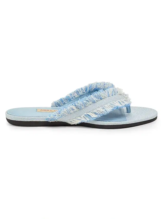 Jimmy Choo Women's Riviera Bay Frayed Flecked Canvas Sandals - Riviera Blue Mix