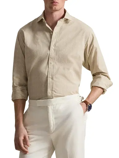Polo Ralph Lauren Men's Check Cotton Poplin Shirt - Coastal Beige White - Size XXL | Thumbnail 3 Polo Ralph Lauren Men's Check Cotton Poplin Shirt - Coastal Beige White - Size XXL | Thumbnail 3