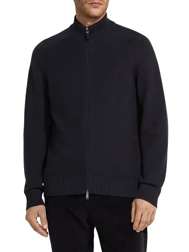 Zegna Men's Cashseta Full Zip Cardigan - Navy Blue - Size 48 | Thumbnail 2