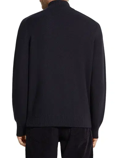 Zegna Men's Cashseta Full Zip Cardigan - Navy Blue - Size 48 | Thumbnail 3
