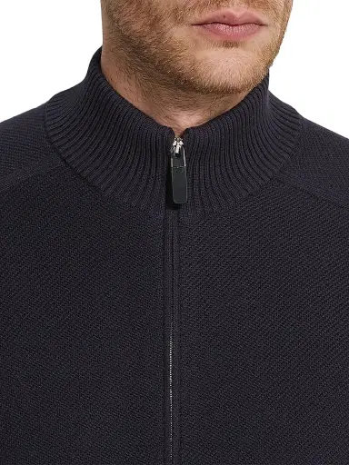 Zegna Men's Cashseta Full Zip Cardigan - Navy Blue - Size 48 | Thumbnail 4