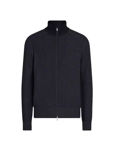 Zegna Men's Cashseta Full Zip Cardigan - Navy Blue - Size 48 | Thumbnail 1