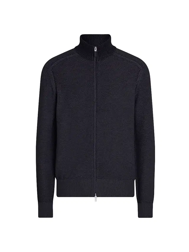 ZEGNA Men's Cashseta Full Zip Cardigan - Navy Blue
