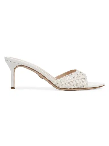 Veronica Beard Women's Tia 65MM Lattice Faux-Raffia Sandals - Coconut - Size 11 | Thumbnail 1