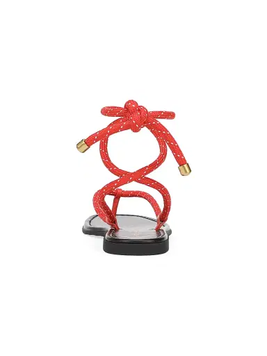 Veronica Beard Women's Carmina Corded Leather Flat Sandals - Flame Red | Thumbnail 3 Veronica Beard Women's Carmina Corded Leather Flat Sandals - Flame Red | Thumbnail 3