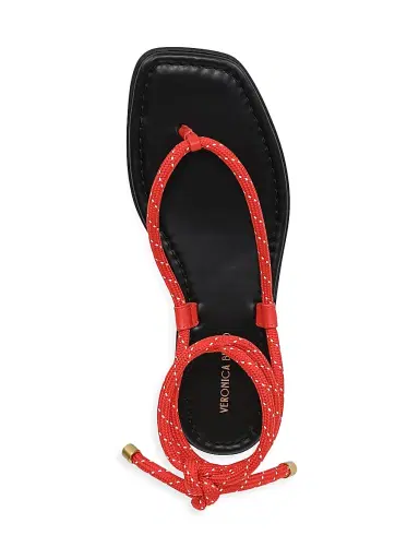 Veronica Beard Women's Carmina Corded Leather Flat Sandals - Flame Red | Thumbnail 4 Veronica Beard Women's Carmina Corded Leather Flat Sandals - Flame Red | Thumbnail 4